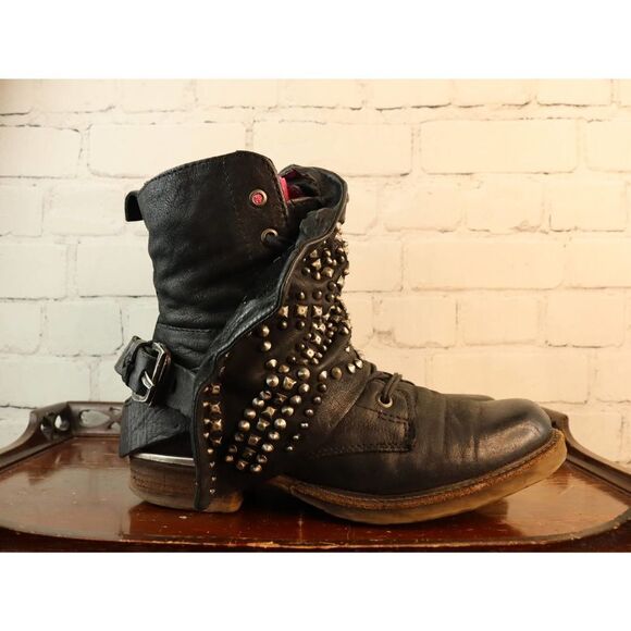A.S.98 Black Silver Studded Boots EU Sz 39 US Sz 8/9 - Picture 4 of 11